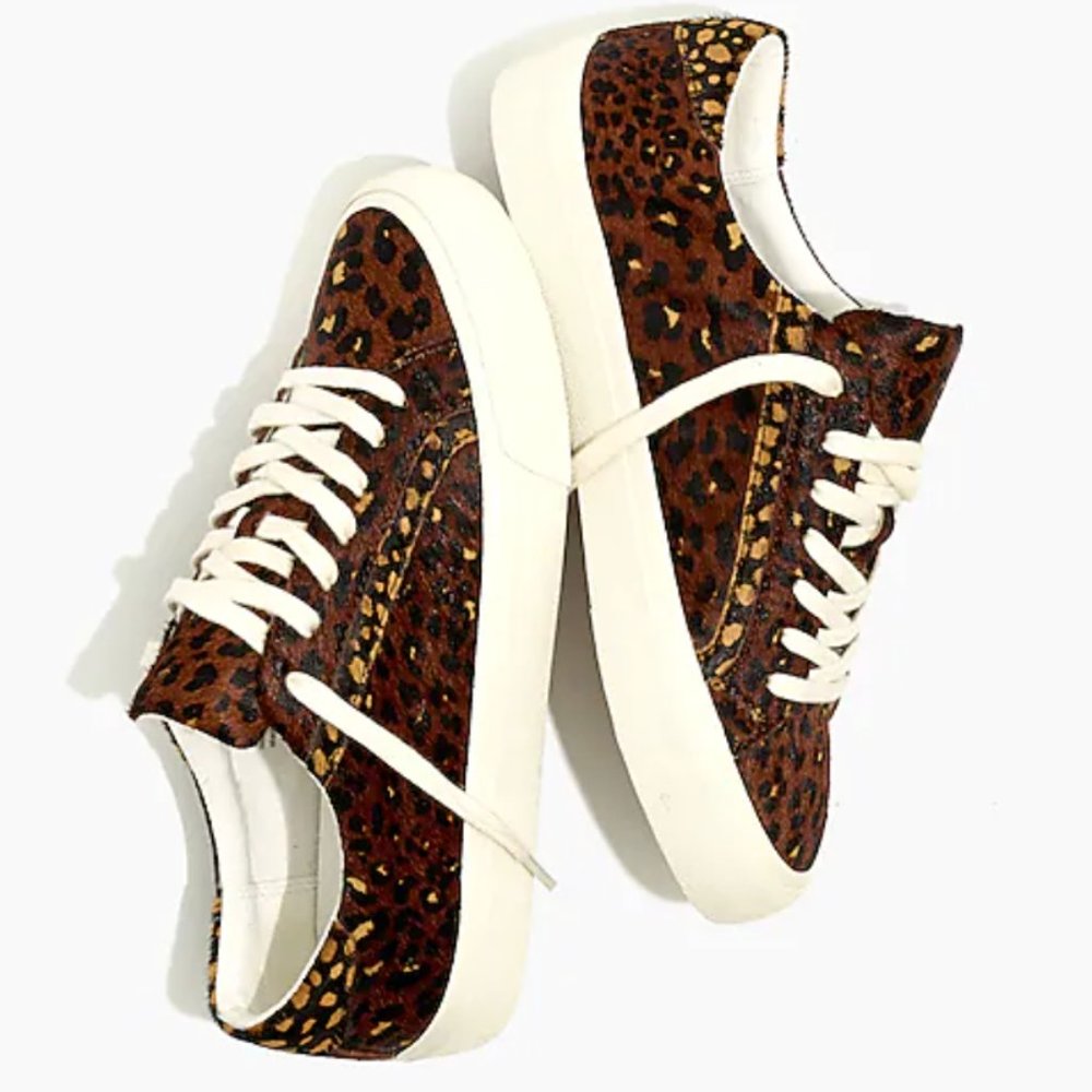Madewell Calf Hair Animal Print Sidewalk Low-Top Sneakers